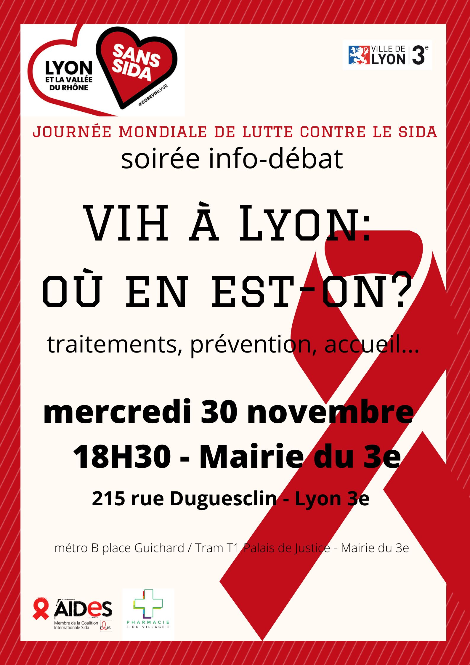 affiche de la soirée info Débat VIH à Lyon