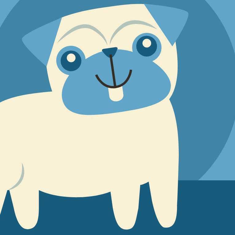 dessin d'un petit chien bleu