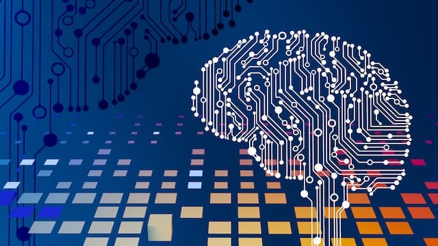 Illustration d’un circuit imprimé représentant une forme de cerveau humain