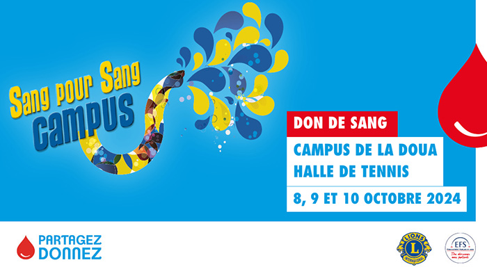 Don du sang au campus de la Doua au Halle de tennis, le 8,9 et 10 octobre 2024