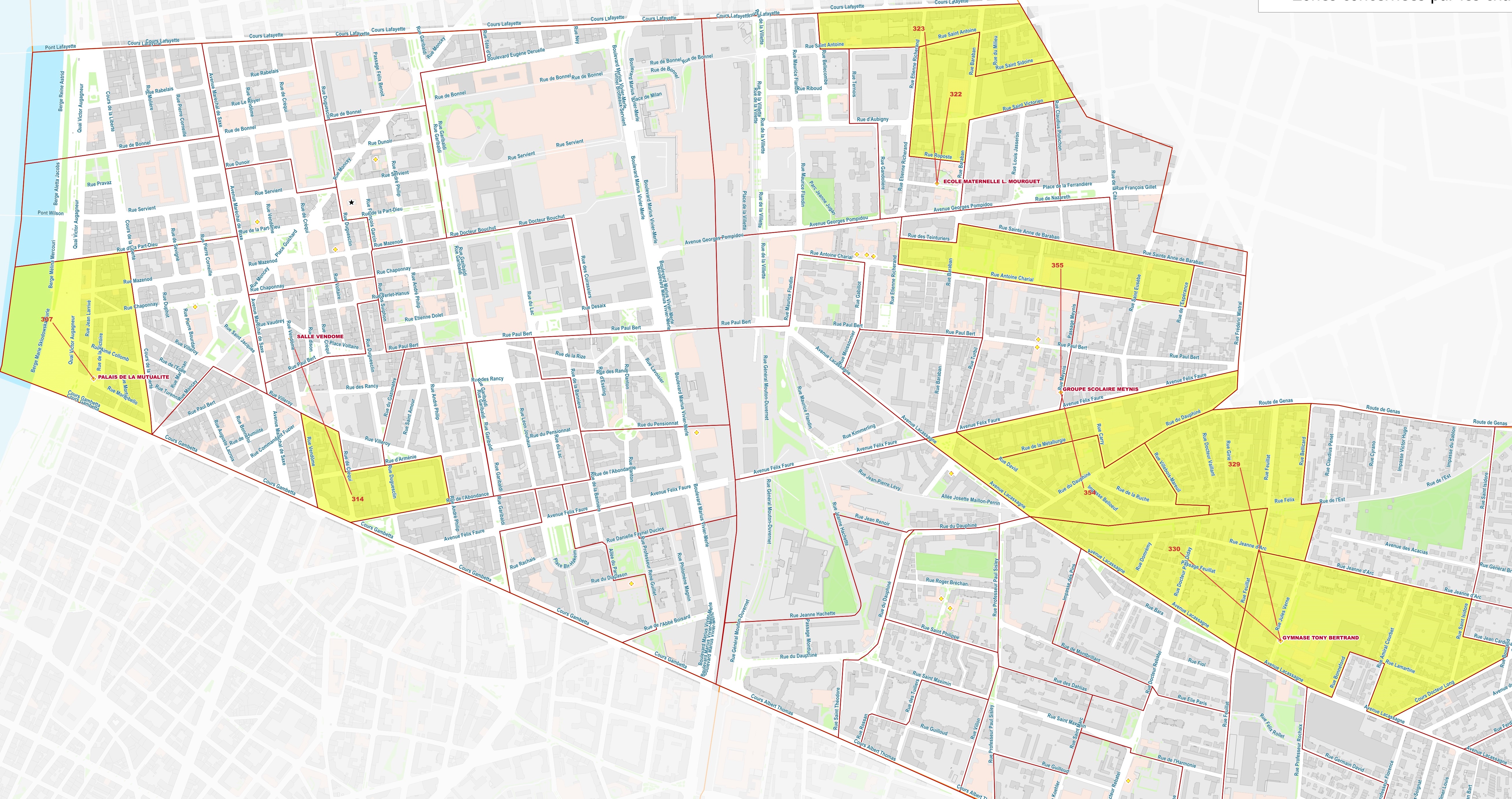 carte du 3e avec zones en jaune concernées par le changement