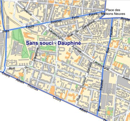Périmètre du Conseil de Quartier Sans-Souci/Dauphiné 
